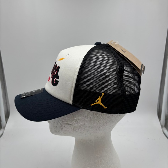 Nike Jordan Rise Cap Trucker Hat White Black Navy Mesh M L "Jammin Frequency" - Picture 4 of 10